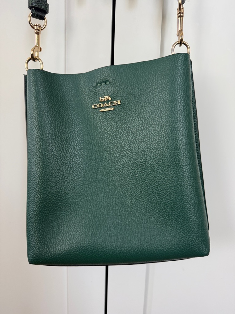 Coach Green Pebbled Leather Crossbody with Gold Hardware